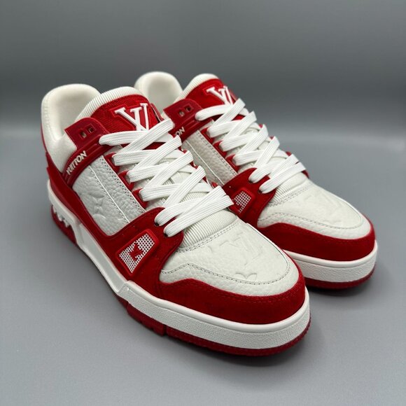 Louis Vuitton Trainers White/ Red Mens size 9 - Picture 4 of 5